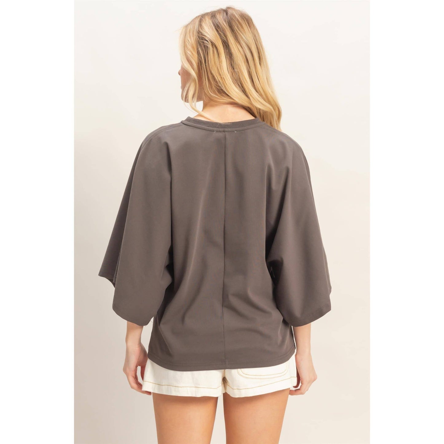 Crew Neck 3/4 Sleeve Top
