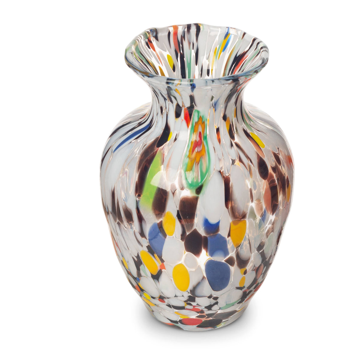 Vase V2 Gardenia in white and black Murano glass