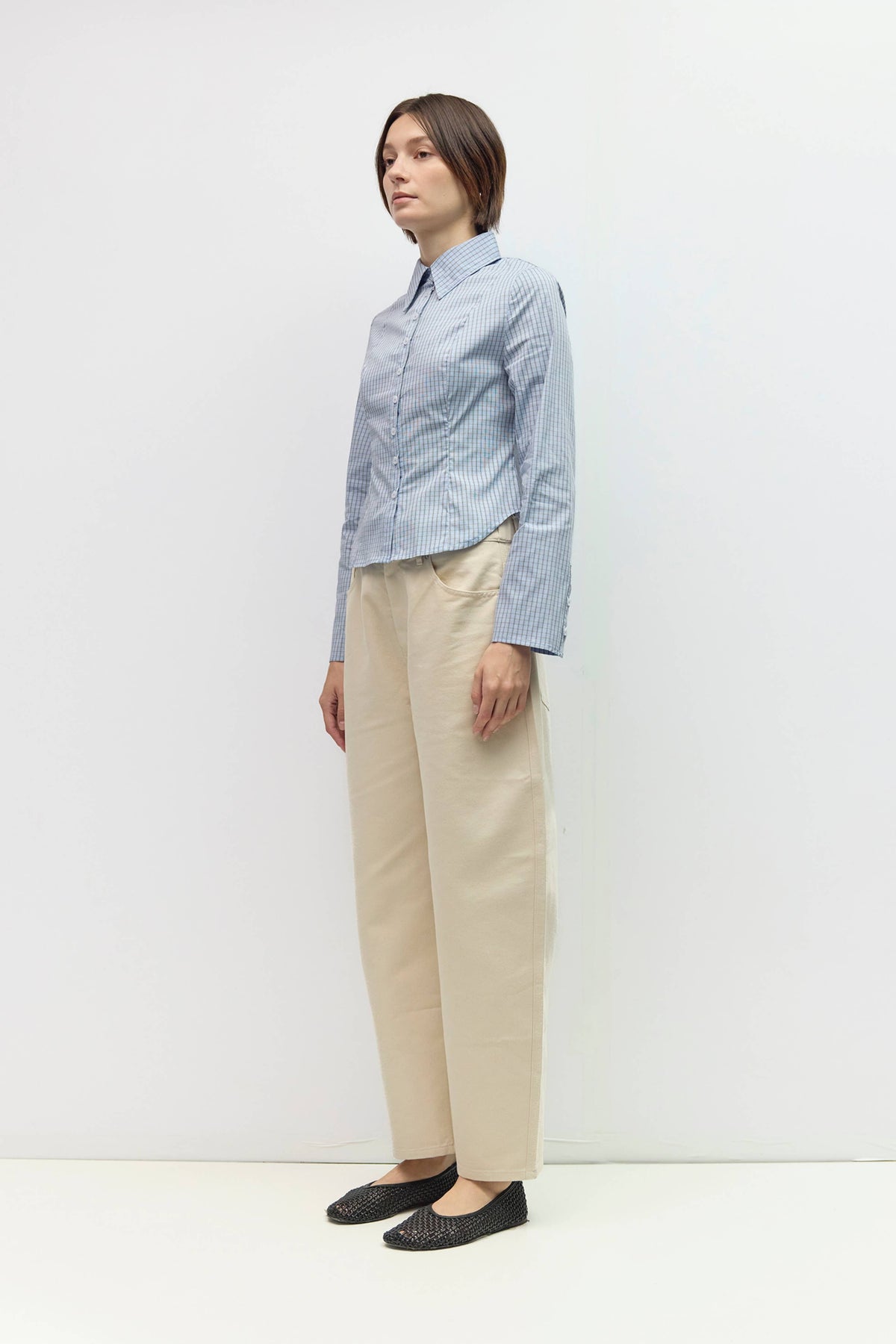 The Nicole Top | Tapered Long Sleeve Collared Shirt