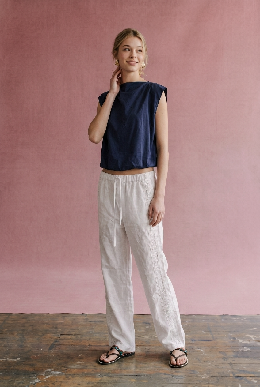 OT1026 Bubble Hem Sleeveless Top