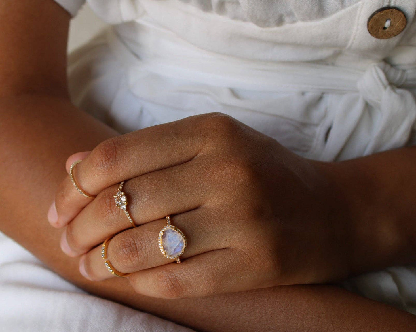 Skye Moonstone Ring - 14k Gold Vermeil
