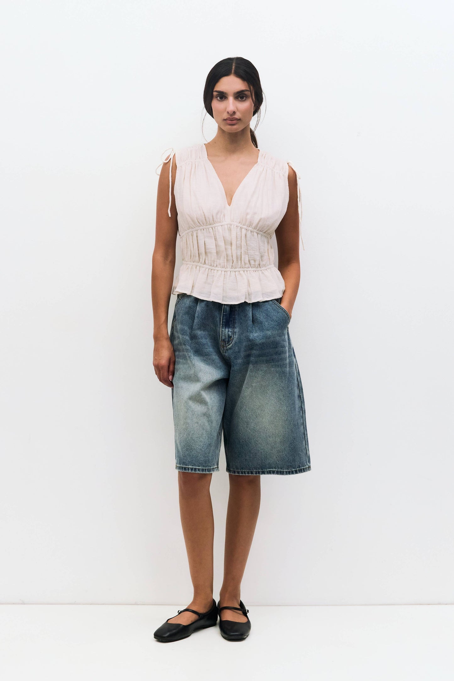 The Cleo Top | Gathered Sleeveless Blouse