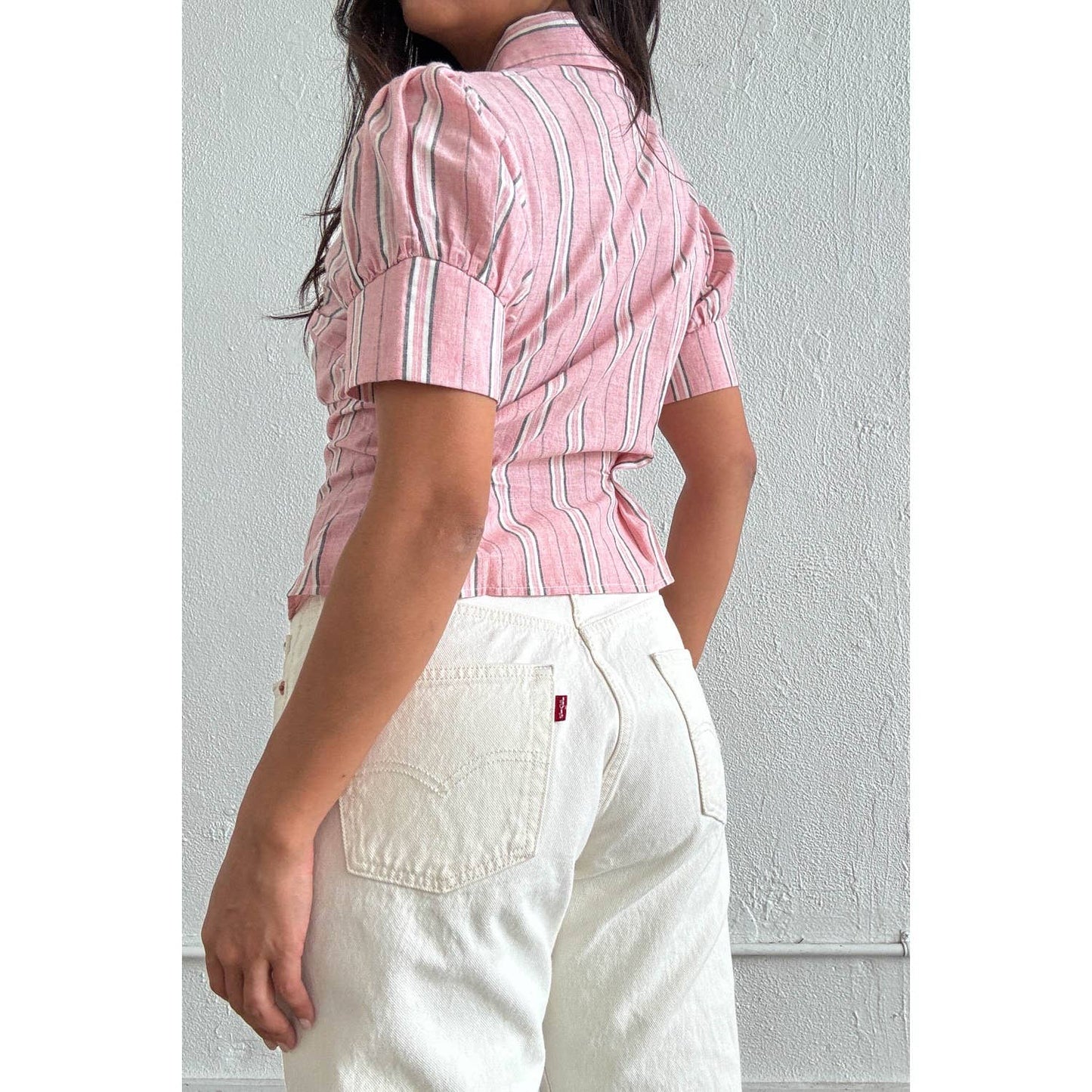 Striped Puff Sleeve Layered Blouse