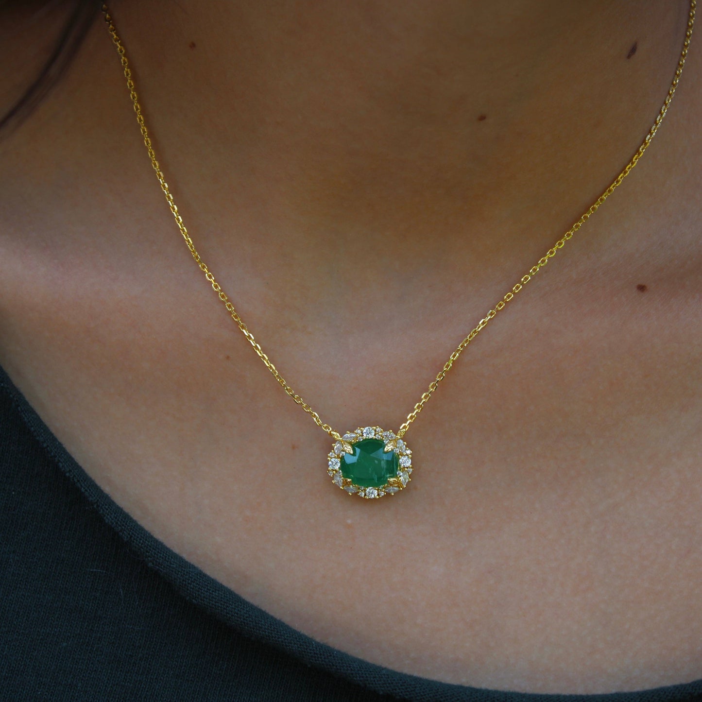 Poppy Necklace - Created Emerald
