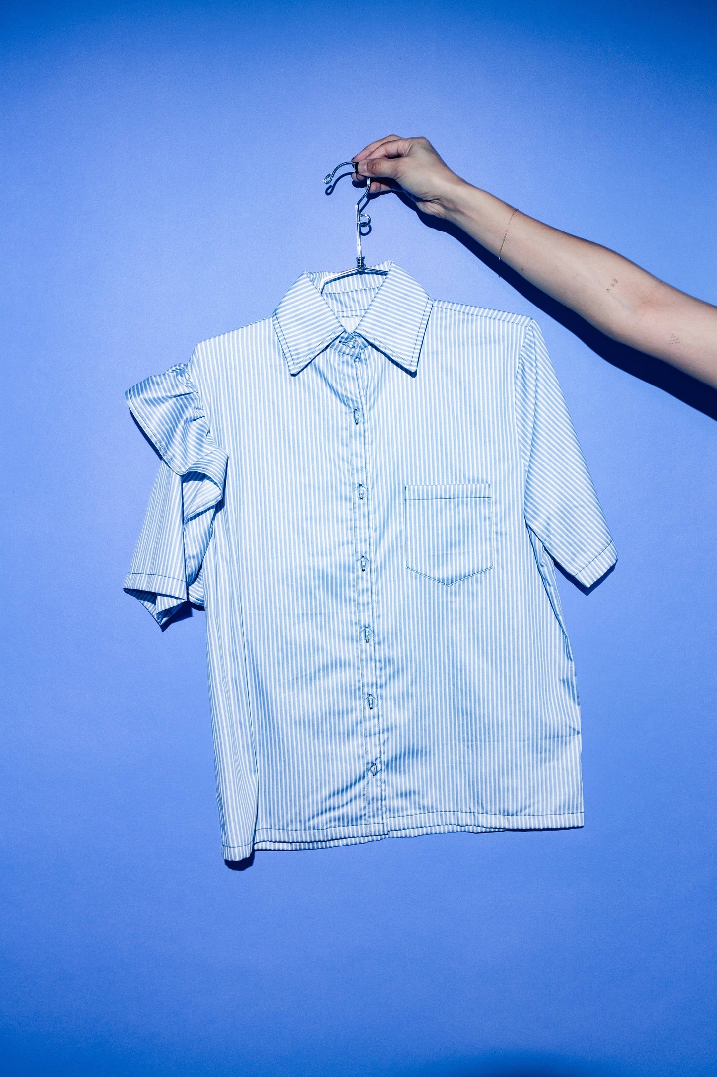 Bowie Sleep Shirt in Blue + White Stripe