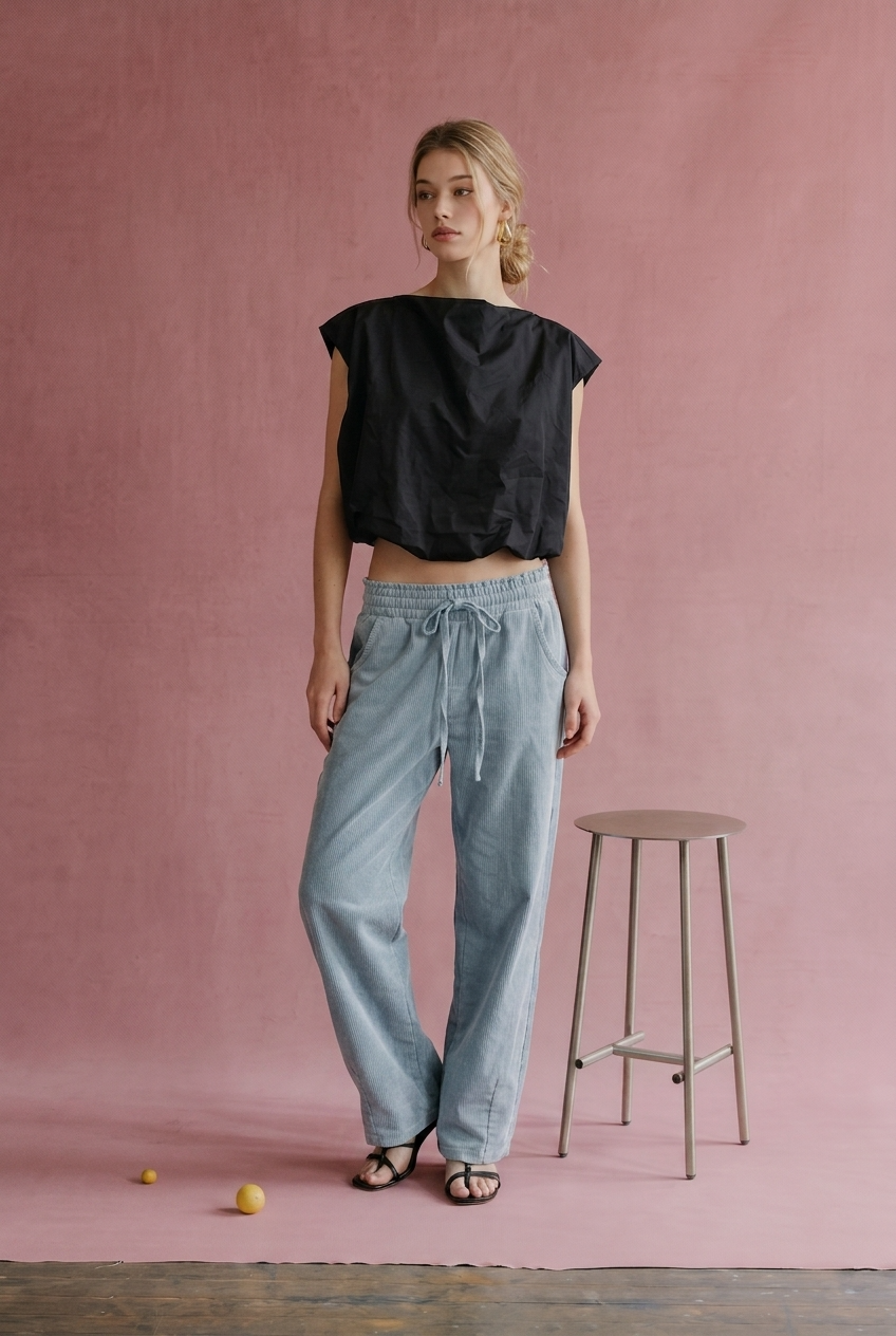 OT1026 Bubble Hem Sleeveless Top