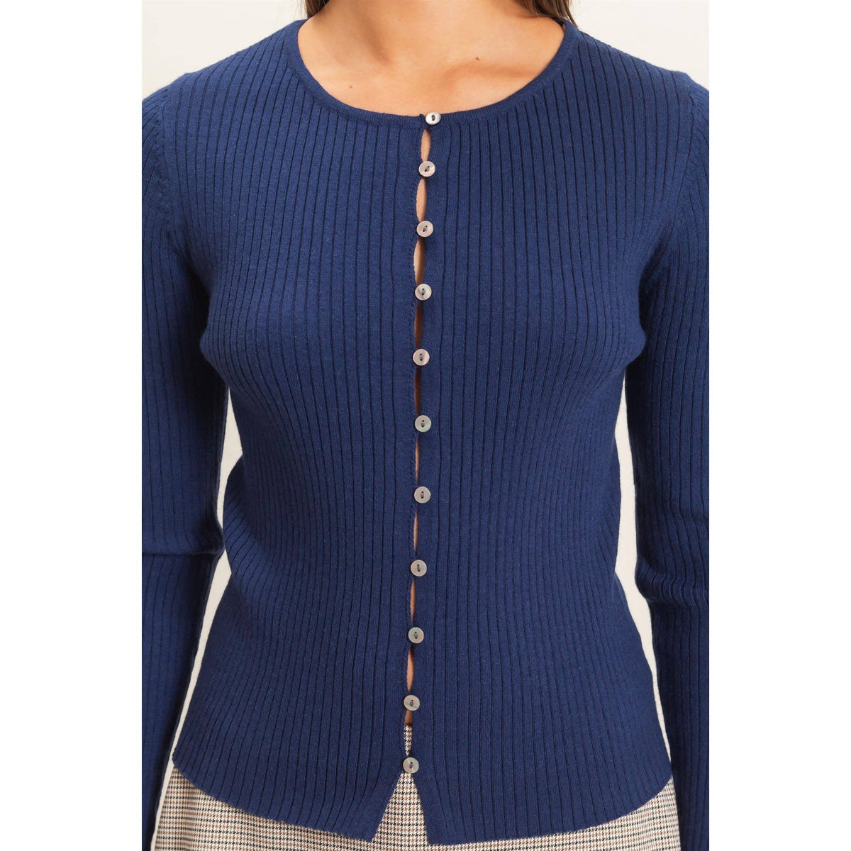 Ribbed Button Front Cardigan