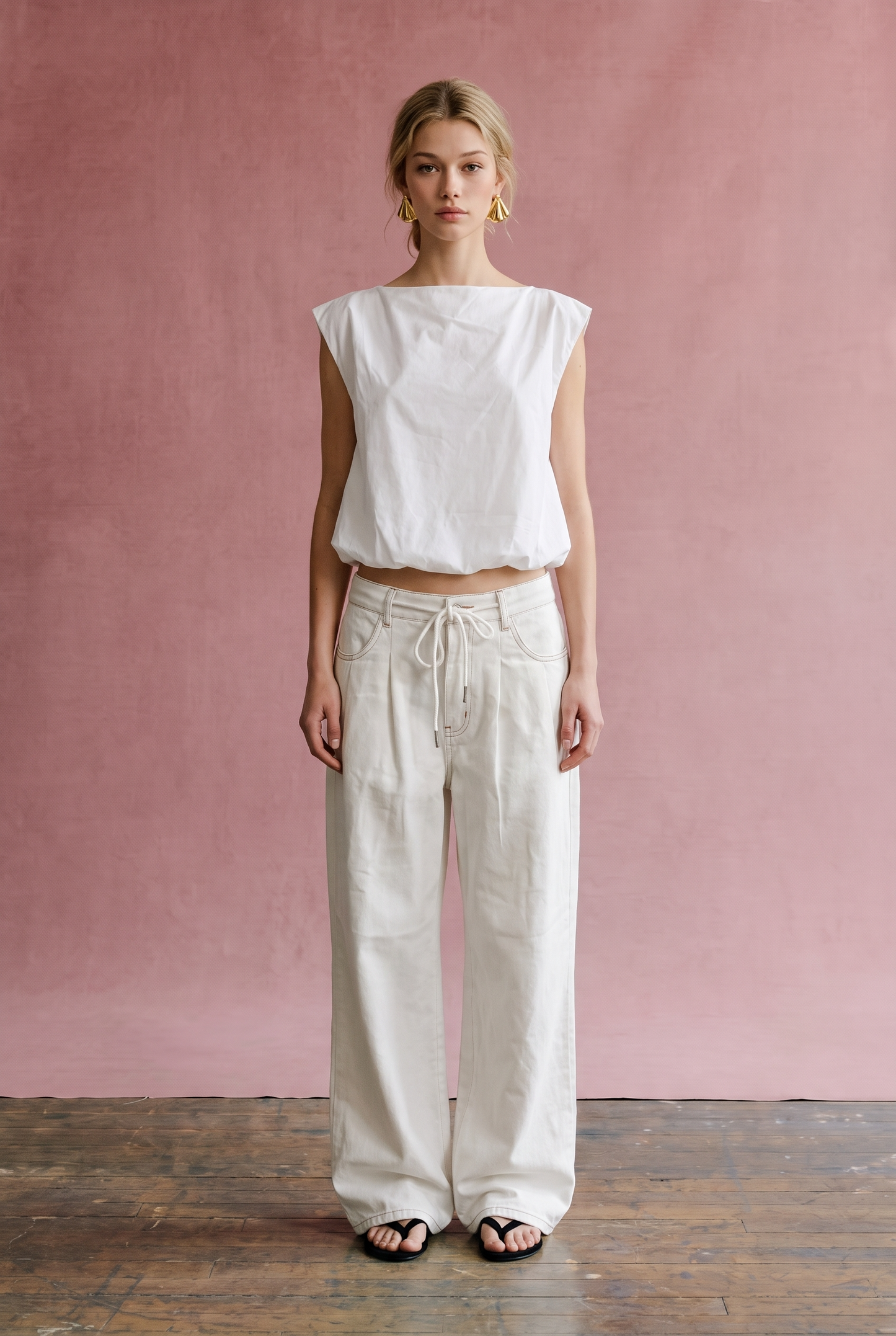 OT1026 Bubble Hem Sleeveless Top