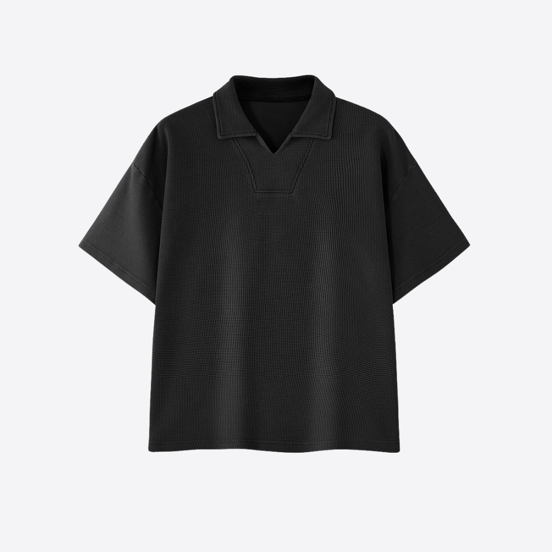 Unisex  290g Heavy Waffle Snow Wash V-Neck Polo