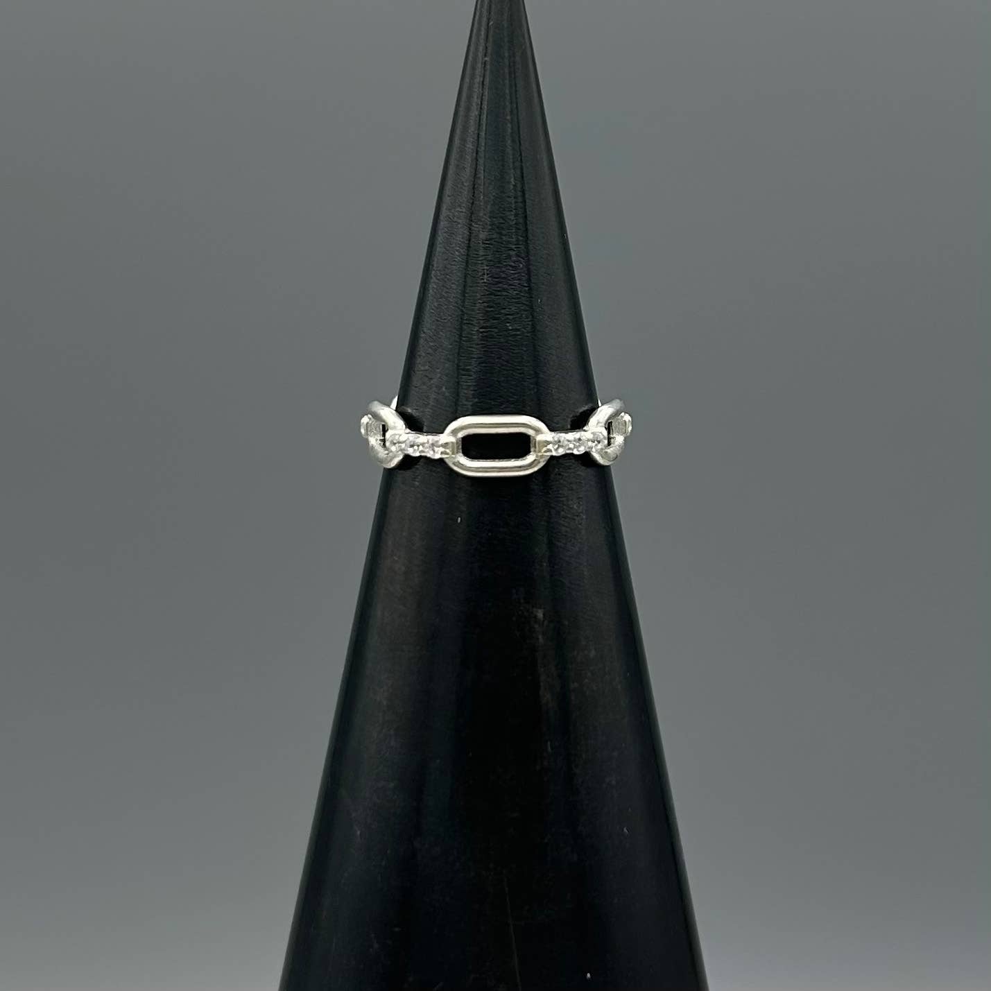 Half Pave Linked Chain Ring