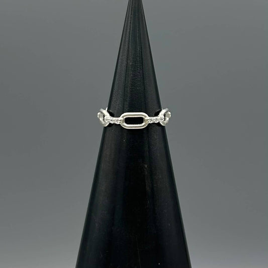 Half Pave Linked Chain Ring