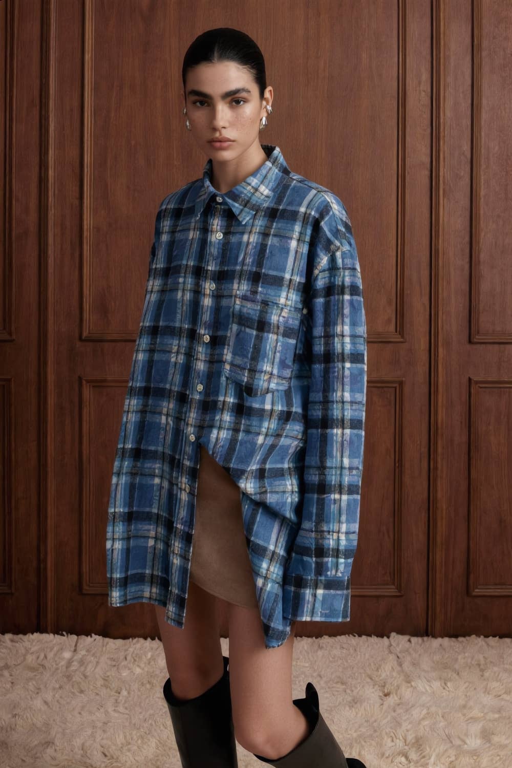 Oversized Plaid Flannel Shirt