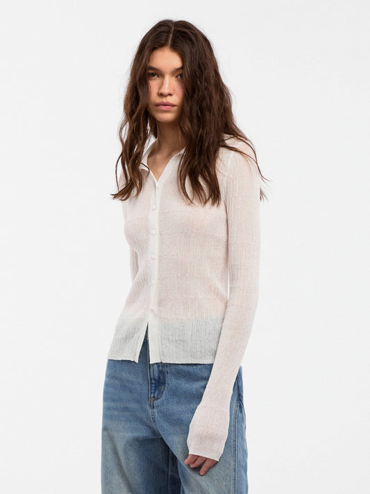 CUBIC Linen Collared Long-Sleeved Knit Sweater