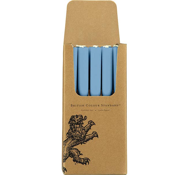 Blue stick candle BRITISH COLOUR STANDARD - 25cm / 10'' H Pompadour Eco Dinner Candles