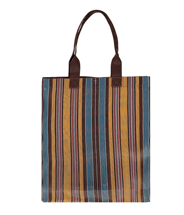 B- BRITISH COLOUR STANDARD - 40 cm x 44 cm / 15.75'' x 17.3'' Woven Market Shopper in Indian Yellow, Saxe Blue & Rose Beige