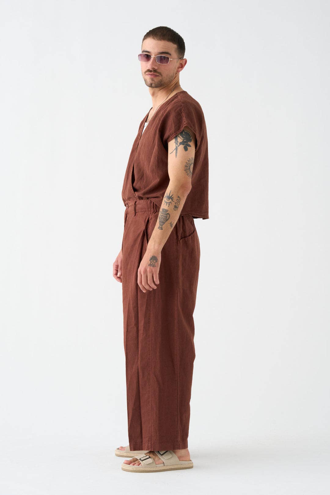Chocolate wide-leg trousers