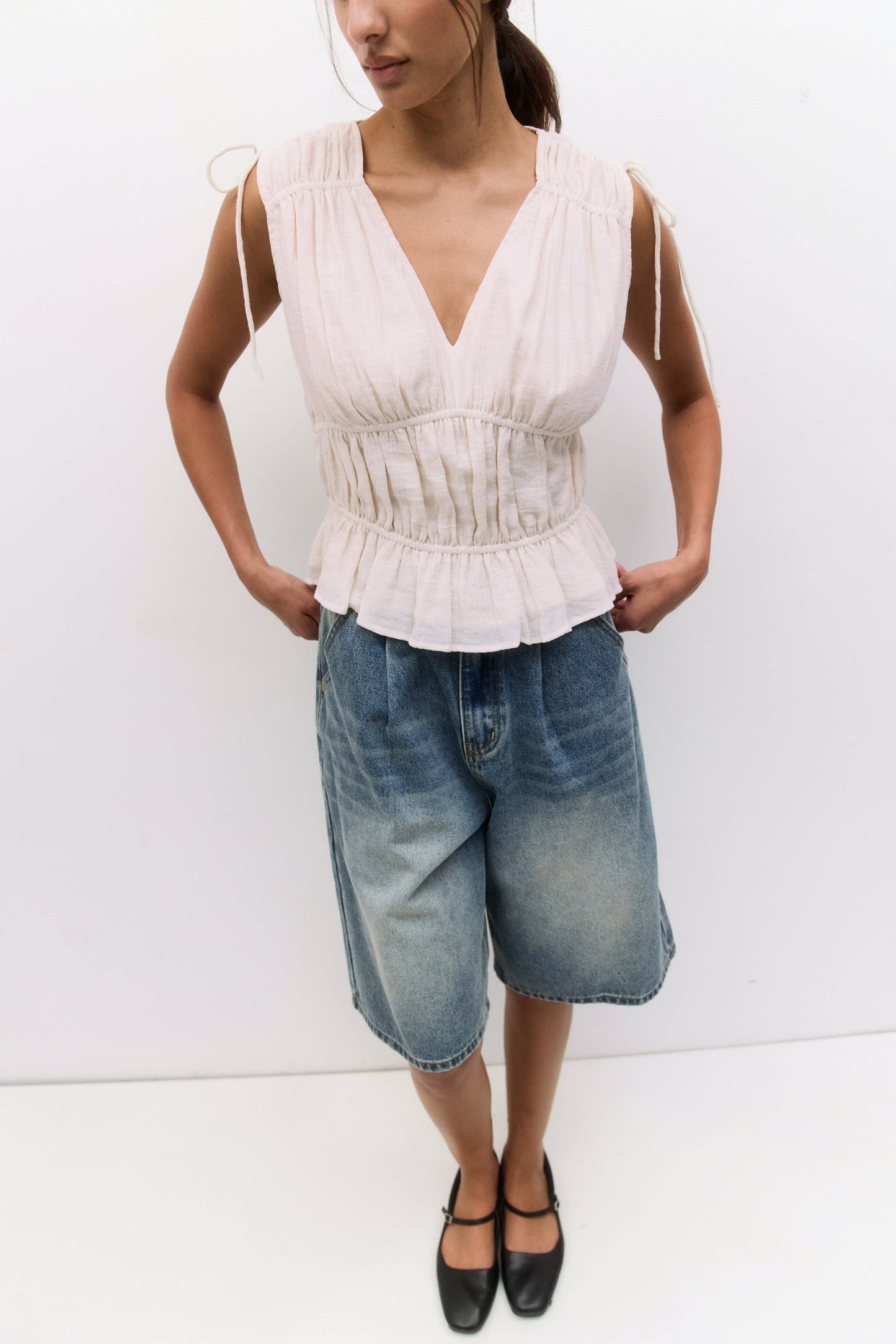 The Cleo Top | Gathered Sleeveless Blouse