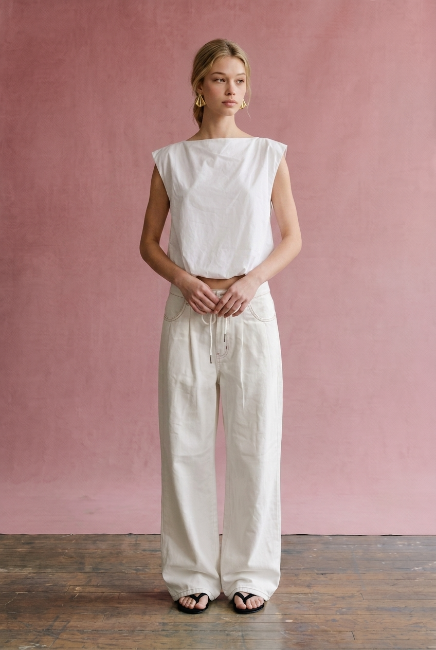 OT1026 Bubble Hem Sleeveless Top