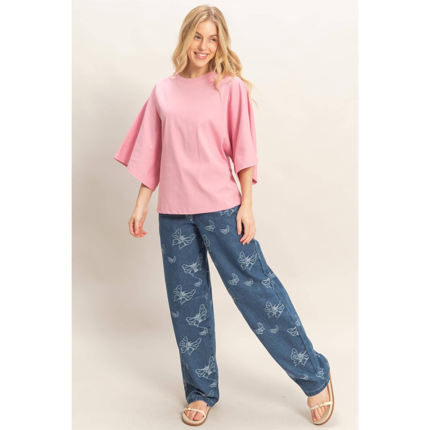 Crew Neck 3/4 Sleeve Top