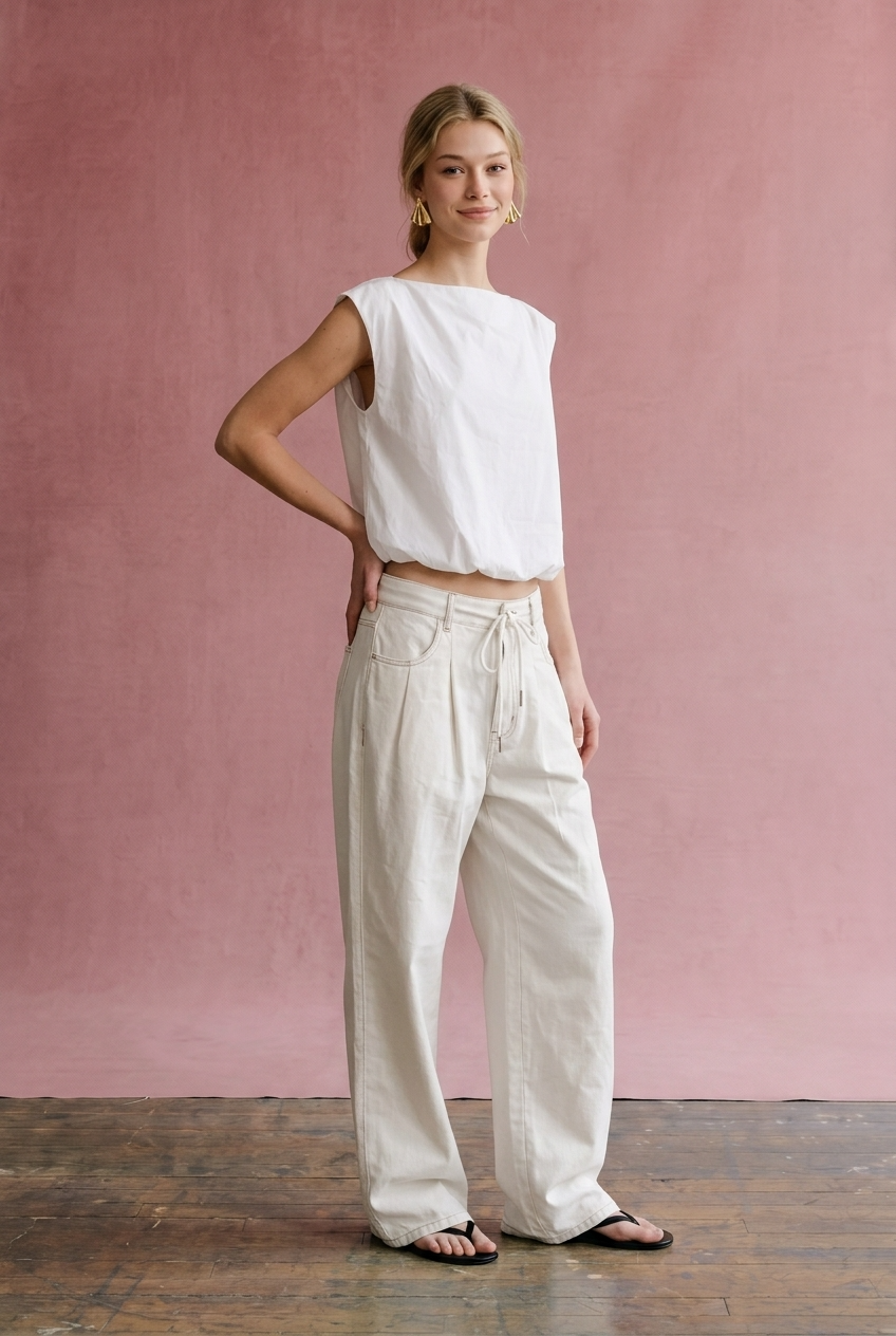 OT1026 Bubble Hem Sleeveless Top