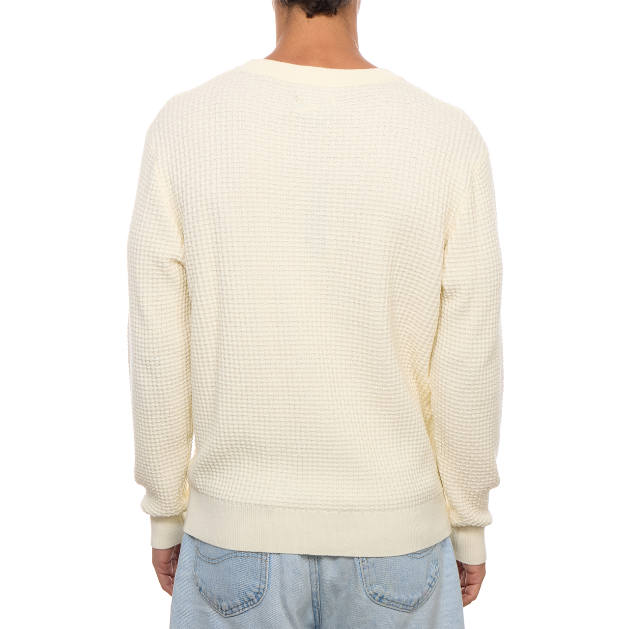 Allen Solid Textured 100% Cotton Sweater -Cream
