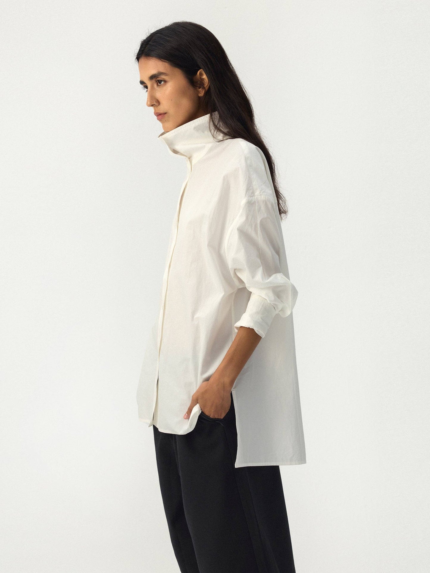 CUBIC Stand Collar Cotton Shirt