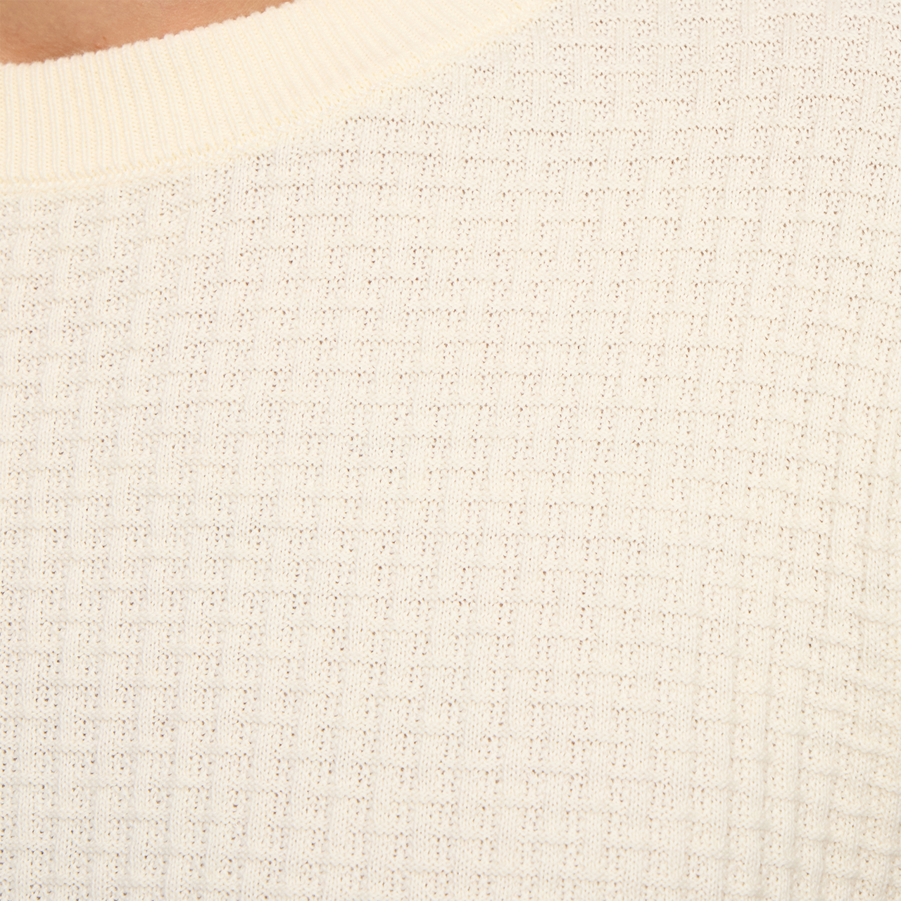 Allen Solid Textured 100% Cotton Sweater -Cream