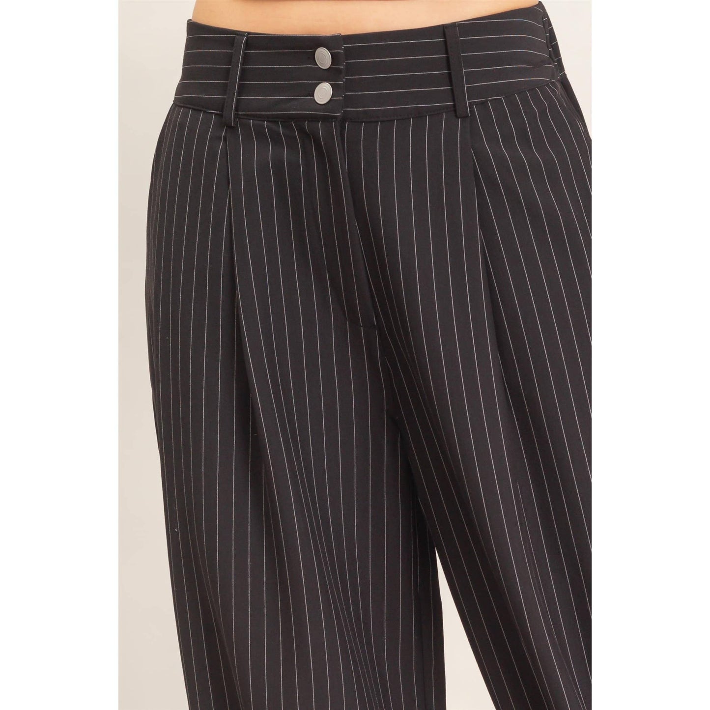 Pinstripe High-Waist Trousers