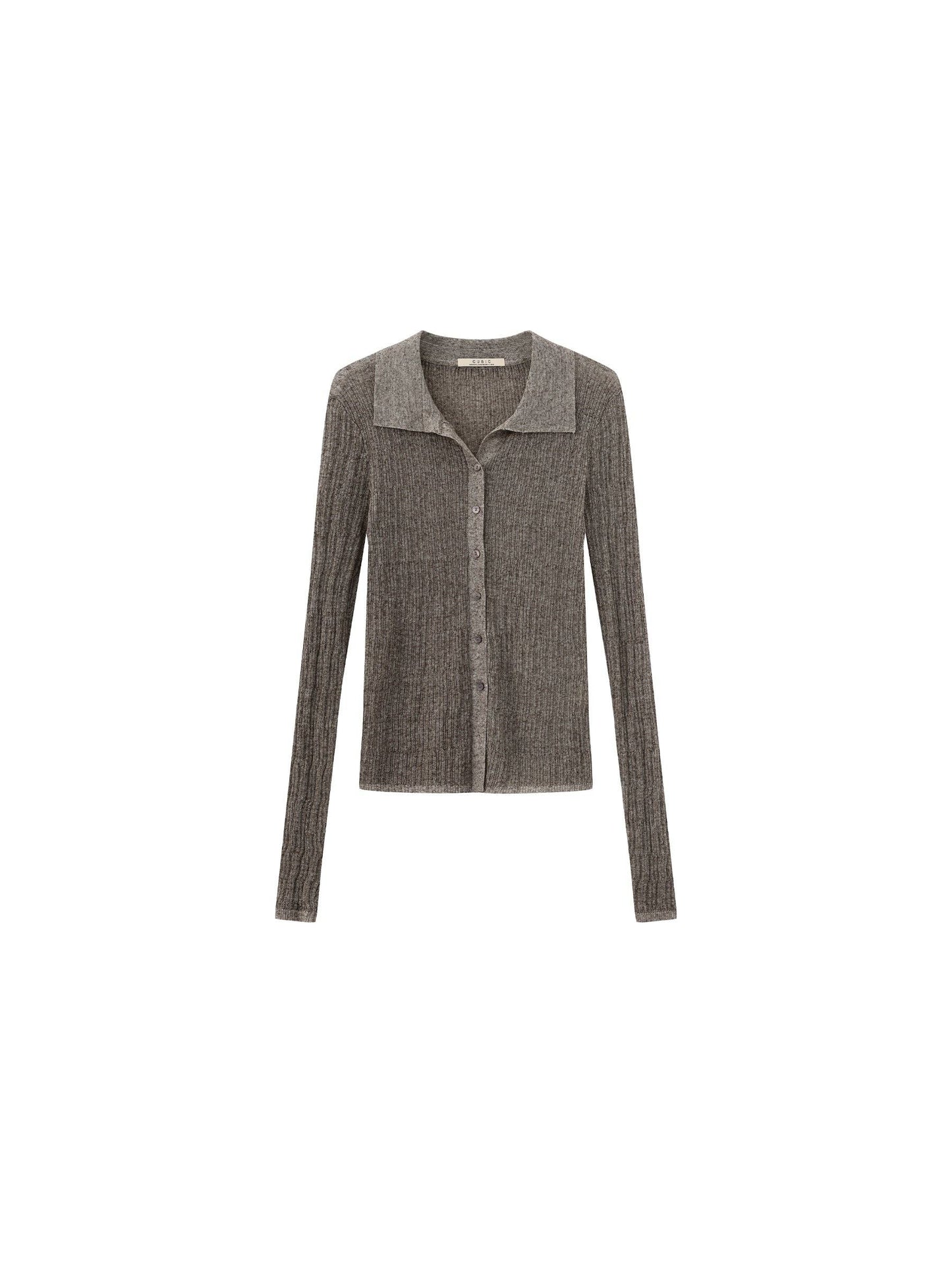 CUBIC Linen Collared Long-Sleeved Knit Sweater