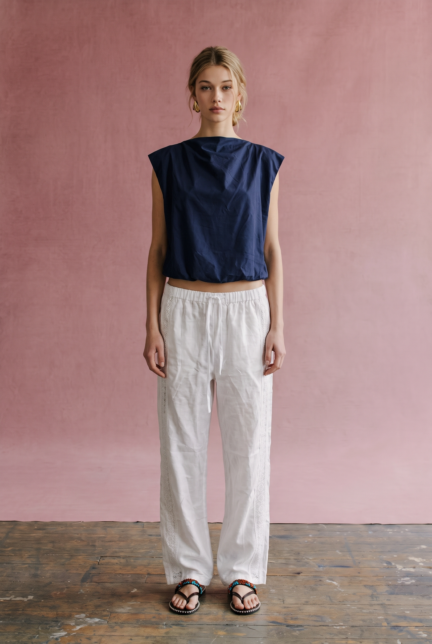 OT1026 Bubble Hem Sleeveless Top