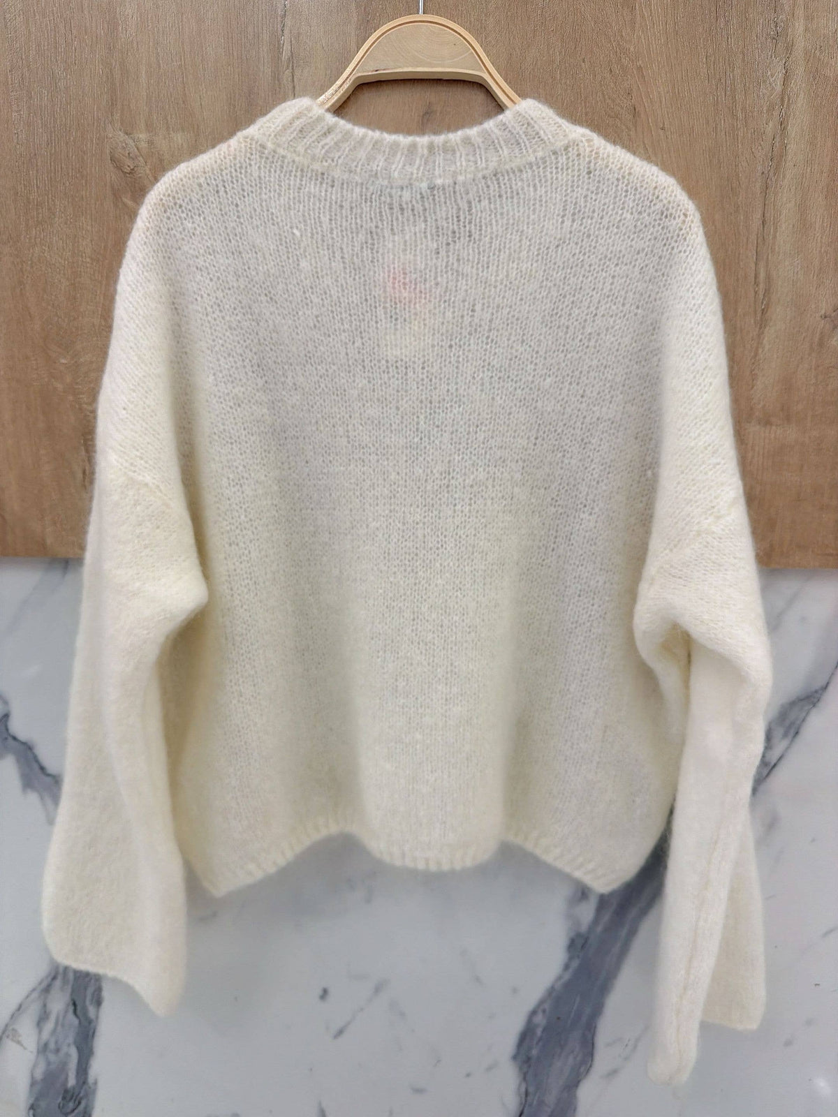 Round-neck pullover in kid mohair & wool - Made in Italy