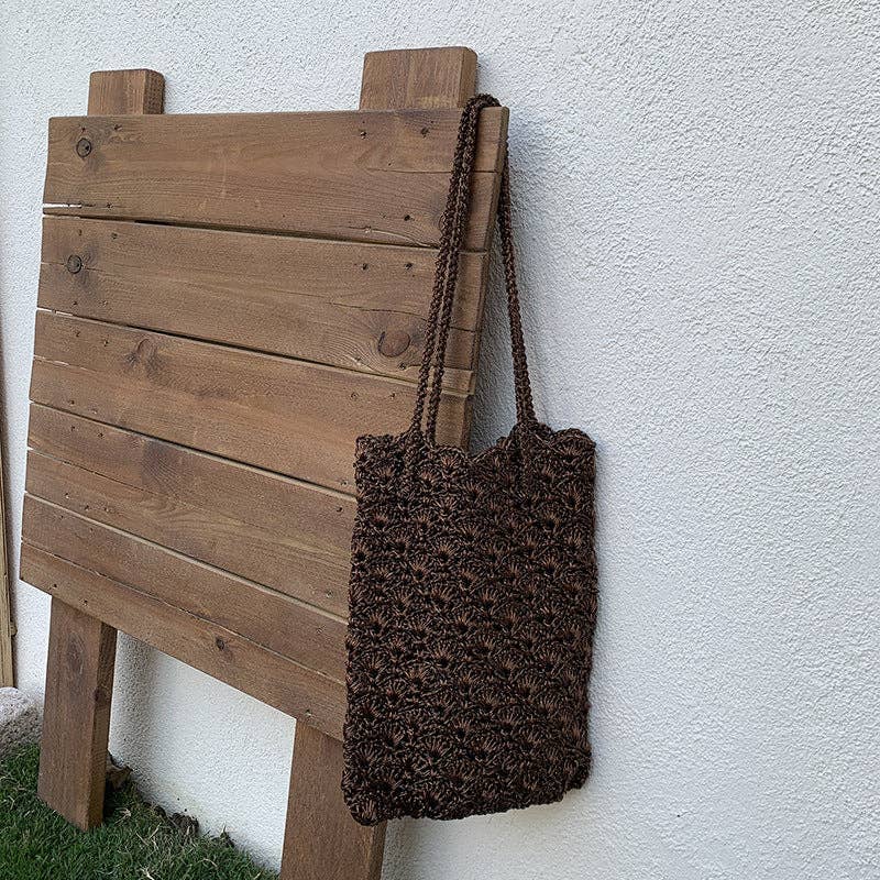 Casual Solid Color Hand-Crochet Shoulder Bag MK2BLCR6W10BBG398