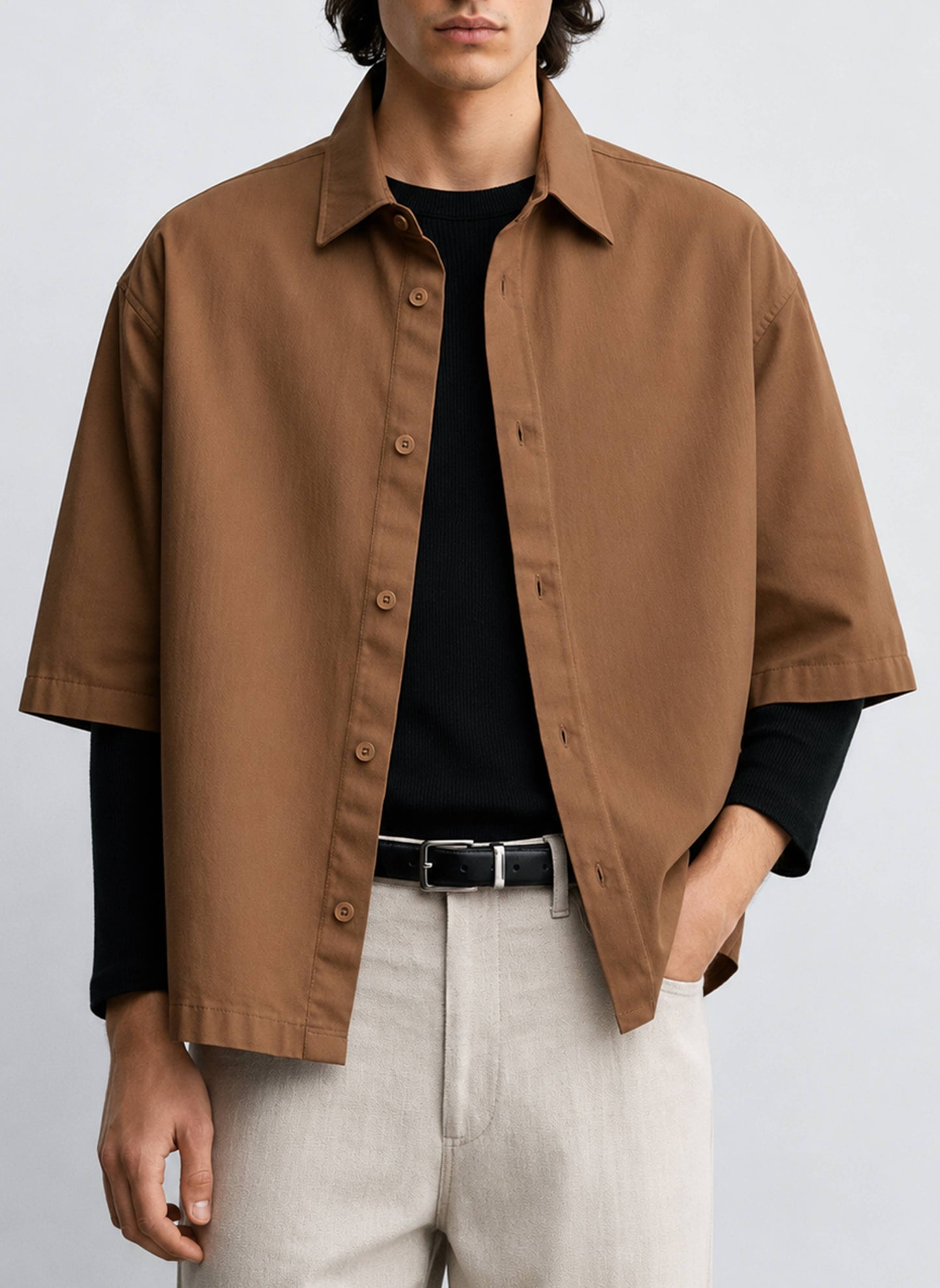Men’s Washed Canvas Shirt (Warm Earth Brown)