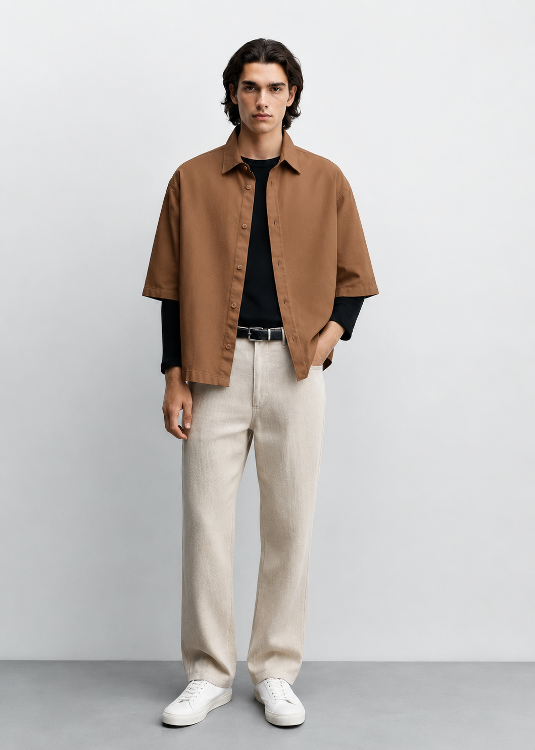 Men’s Washed Canvas Shirt (Warm Earth Brown)