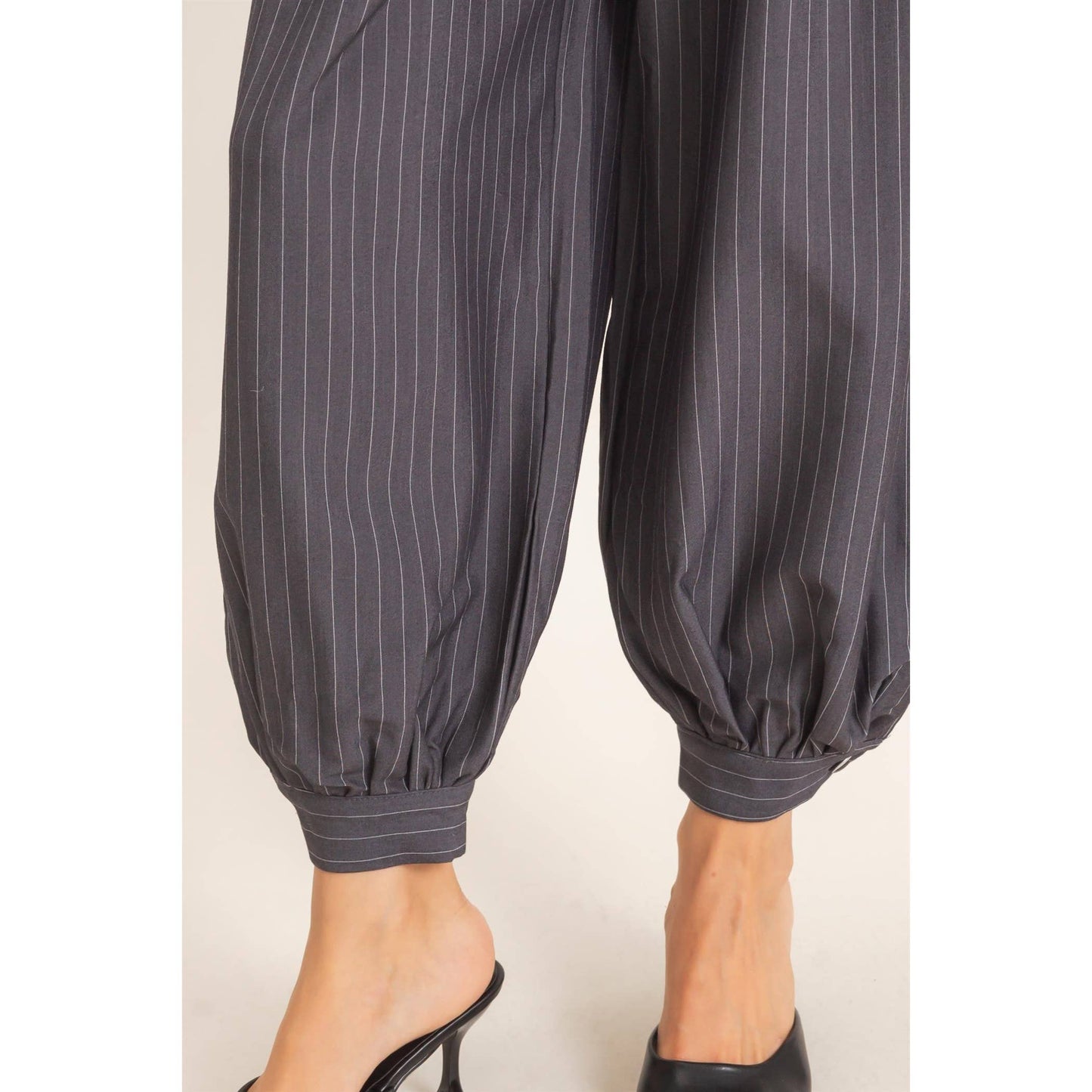 Pinstripe High-Waist Trousers