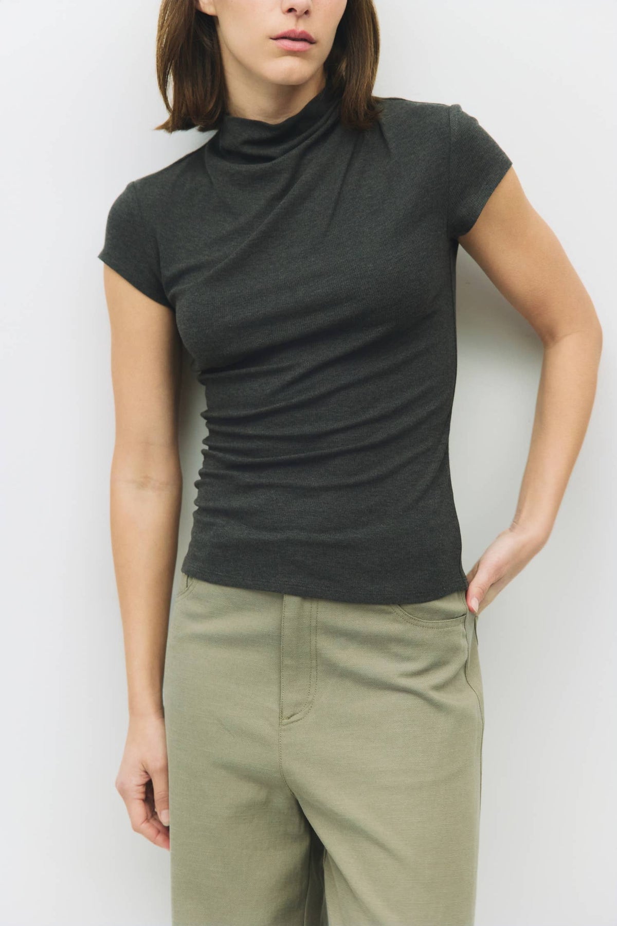 The Marissa Top | Cap Sleeve Mock Cowl Neck Top