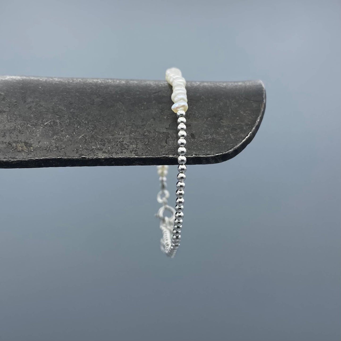 Half & Half Pearl and Silver Bead Bracelet