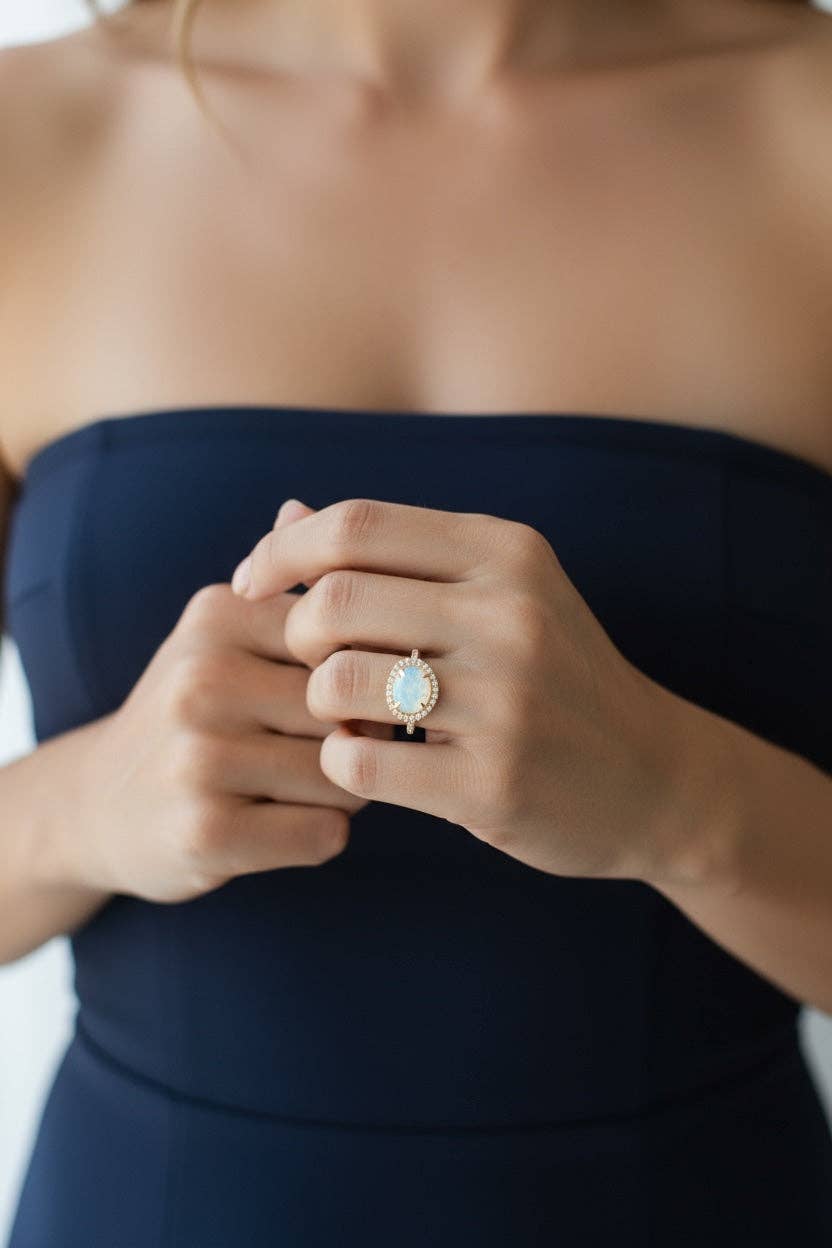 Skye Moonstone Ring - 14k Gold Vermeil
