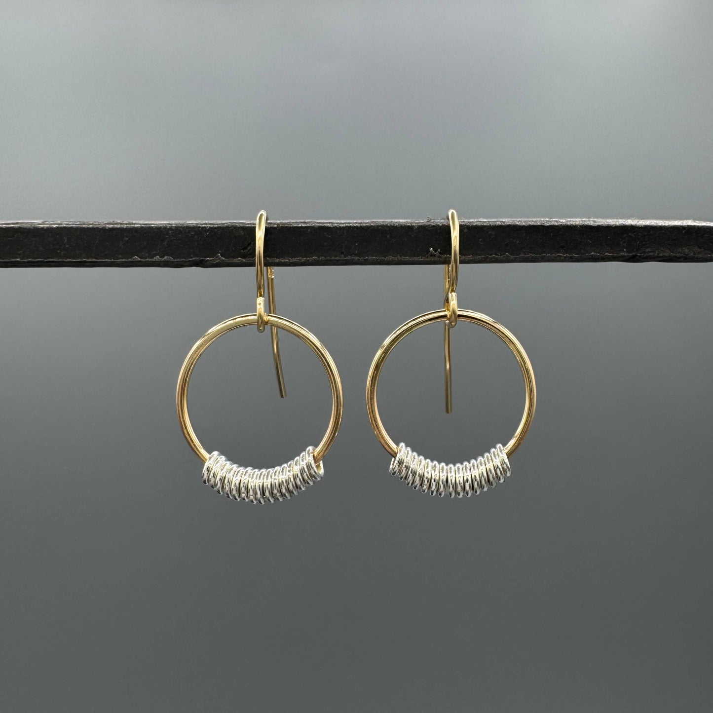 Two Tone Beaded Circle Earrings