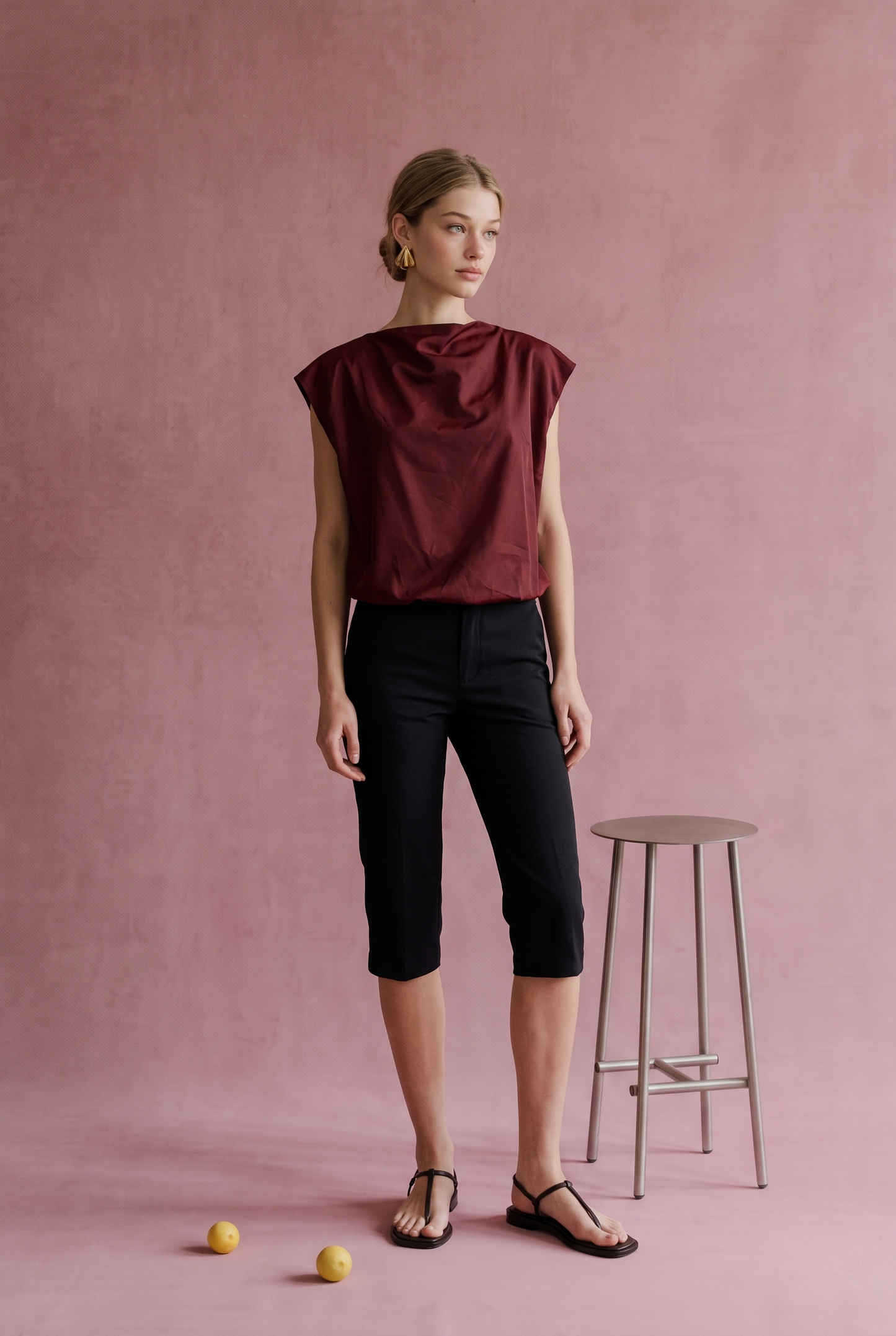 OT1026 Bubble Hem Sleeveless Top