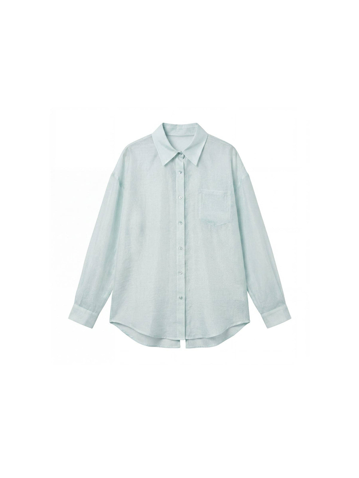 CUBIC Lyocell Oversized Sheer Button-Down Shirt