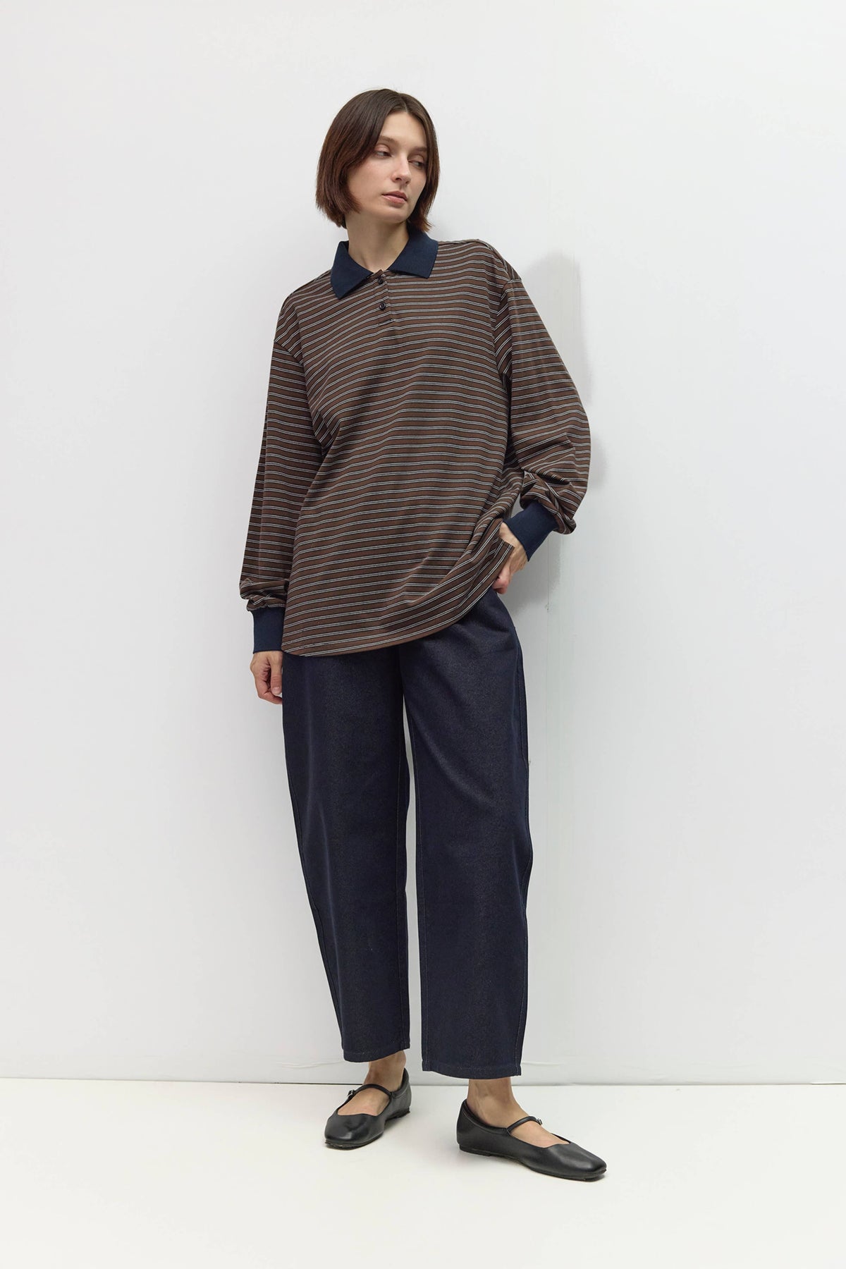The Sam Top | Striped Oversized LS Polo