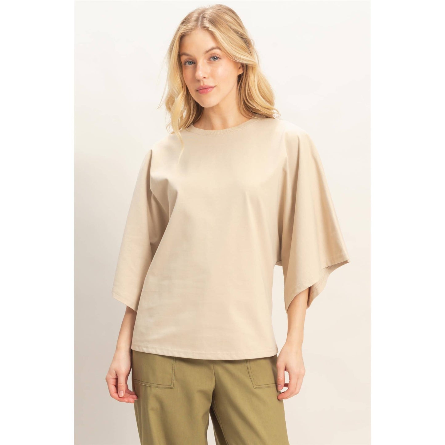 Crew Neck 3/4 Sleeve Top