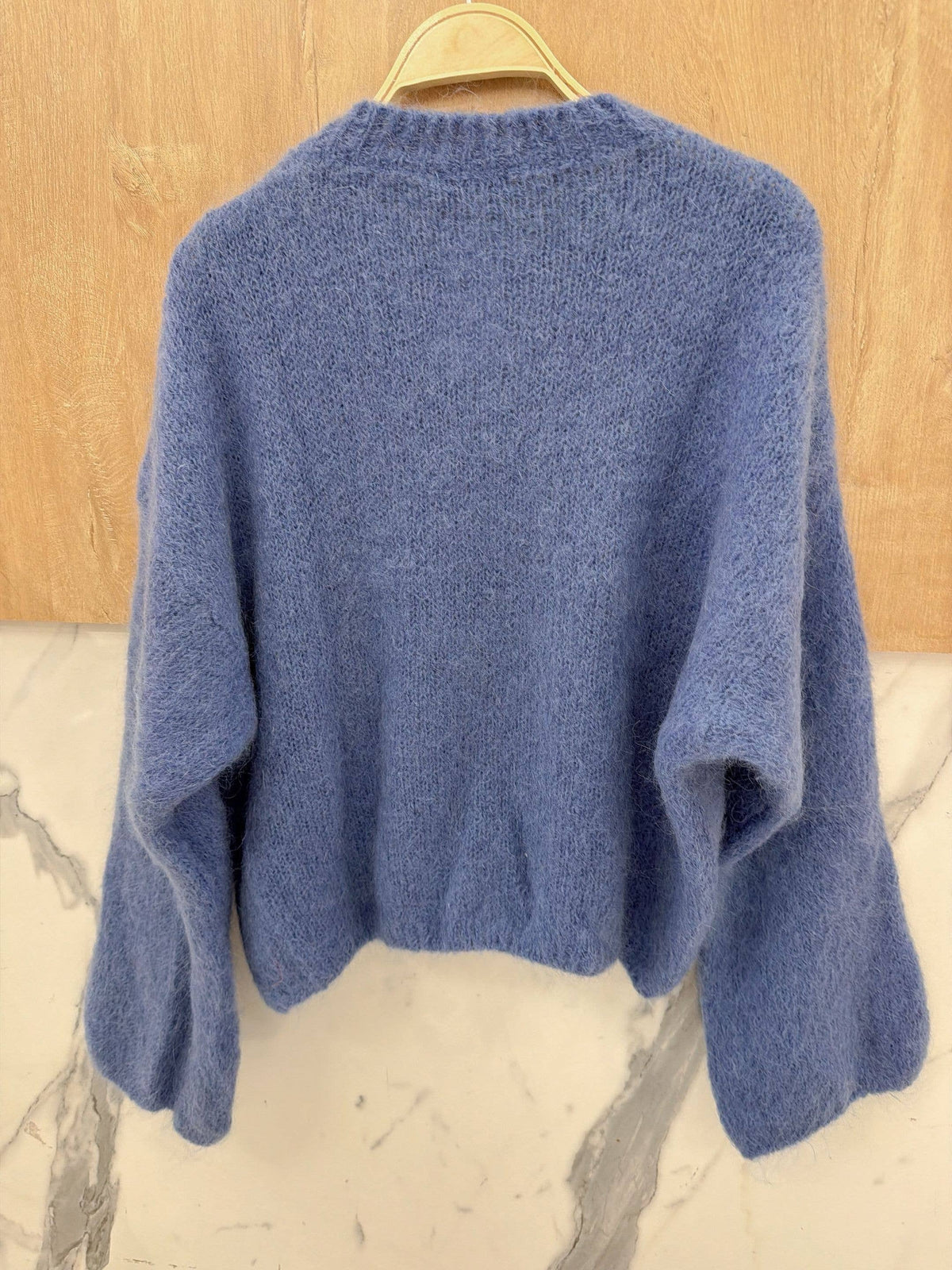 Round-neck pullover in kid mohair & wool - Made in Italy