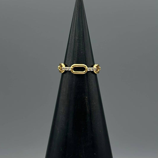 Half Pave Linked Chain Ring