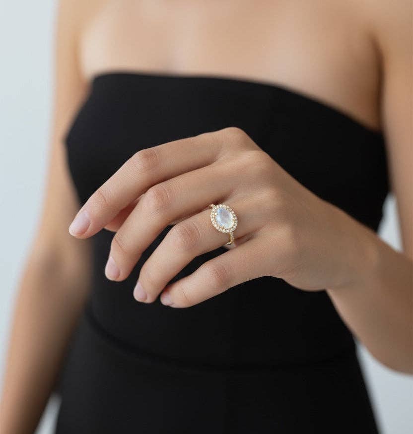 Skye Moonstone Ring - 14k Gold Vermeil