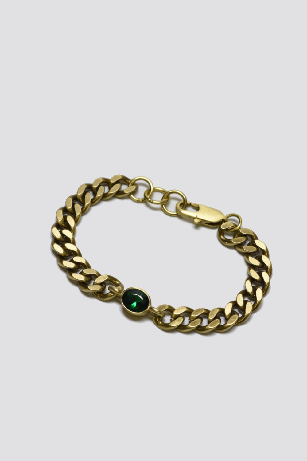 9mm Brass Chain w. Green Zircon Bracelet
