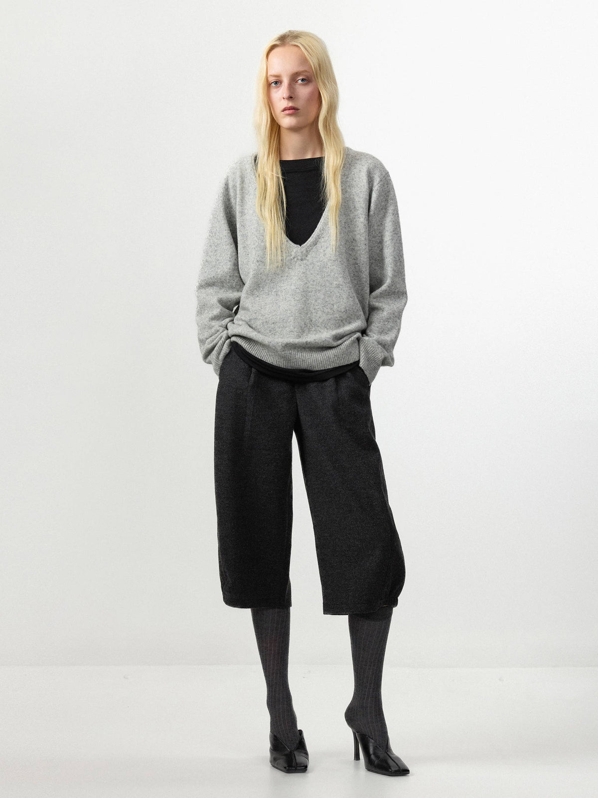CUBIC Relaxed V‑Neck Knit Sweater