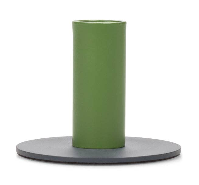 BRITISH COLOUR STANDARD - Tall Two-Tone Indigo & Olive Metal Candleholder