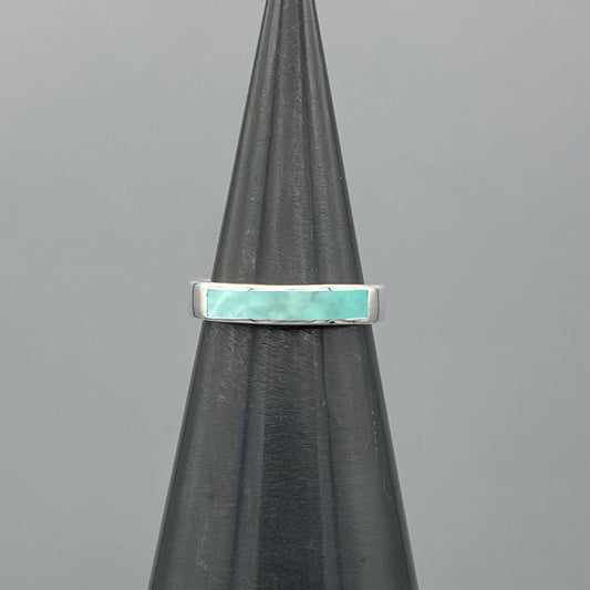 sterling Silver Abalone Rectangle Stone Inlay Ring